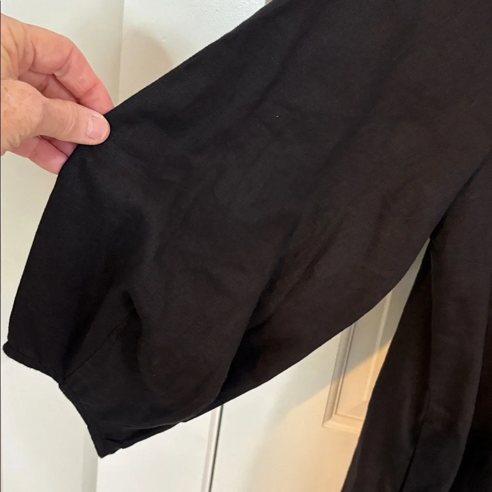 Everlane NWT Size 16 Black The Linen A-Line Midi Dress - Picture 7 of 14